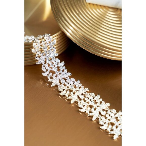 ❤️Women Sliver Bridal Handmade Wedding Party Hairband  Austrian Crystal Floral - Picture 4 of 6